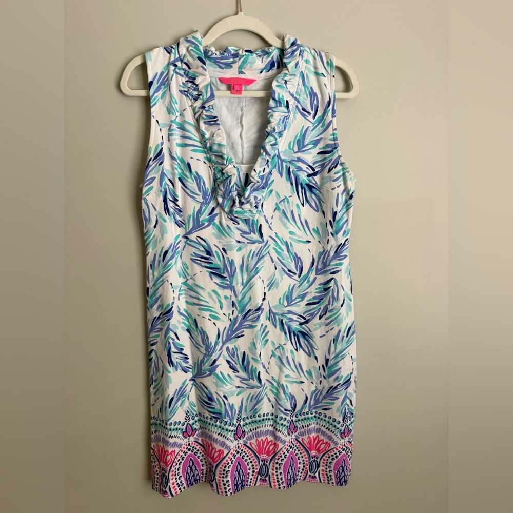 Lilly Pulitzer ruffle v-neck sleeveless shift dress size medium